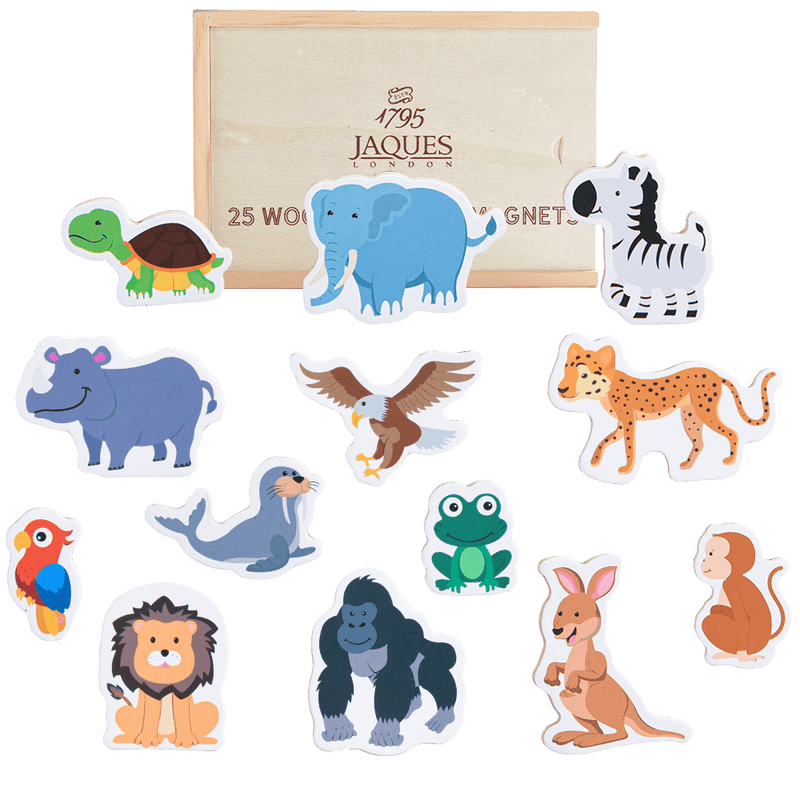 Animal magnets with wooden storage box