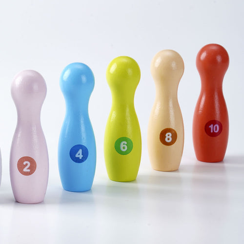 Numbered wooden baby skittles 