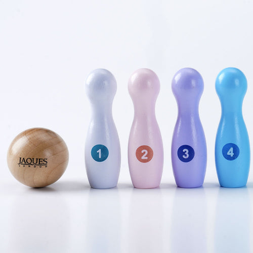 Colourful wooden baby skittles with ball 