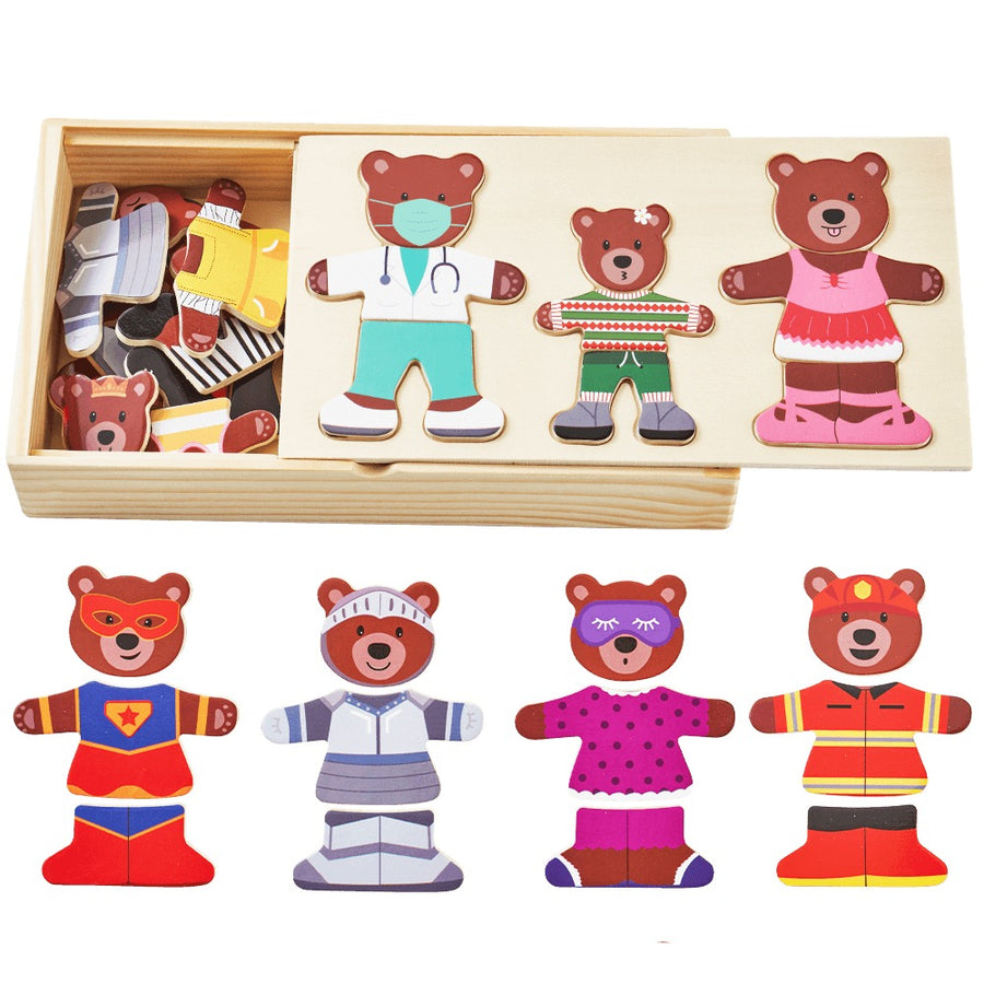 Wooden Puzzle Game - Bears Dress Up Set 1