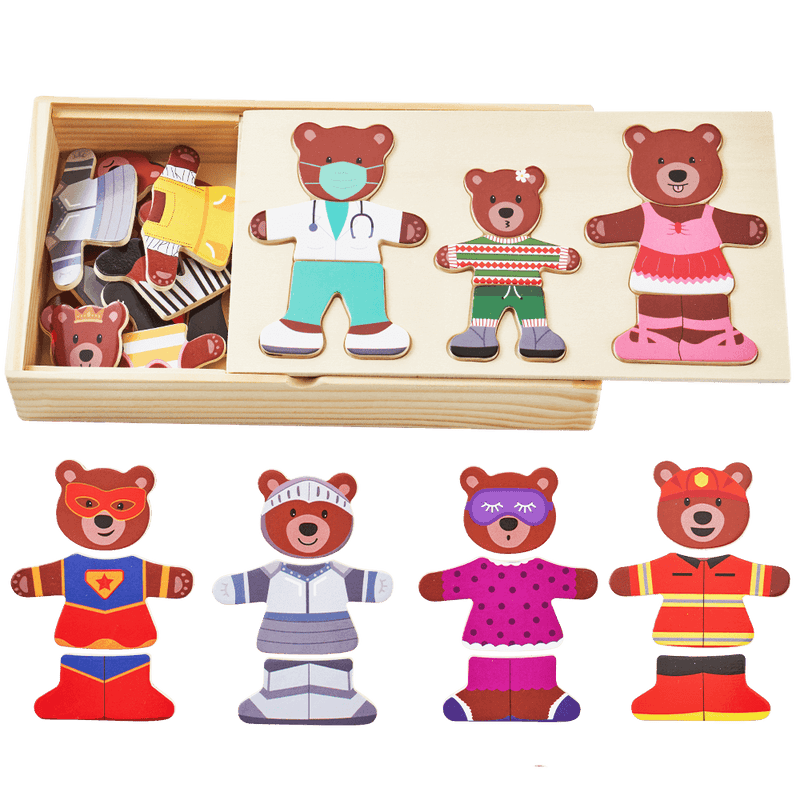 Wooden bear deals dress up puzzle
