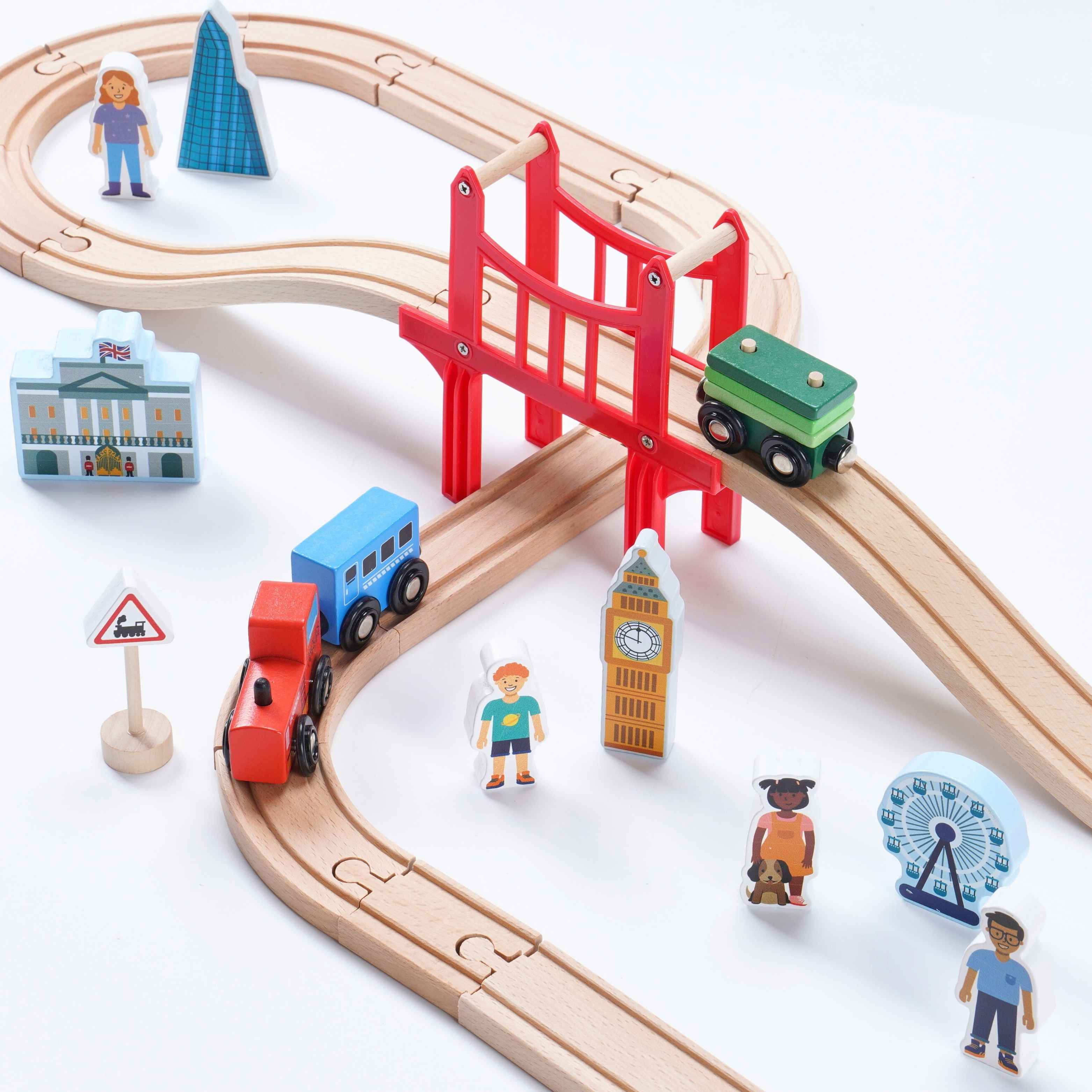 Over the Bridge Wooden Train Set | Toys for 3 year olds – Jaques of London