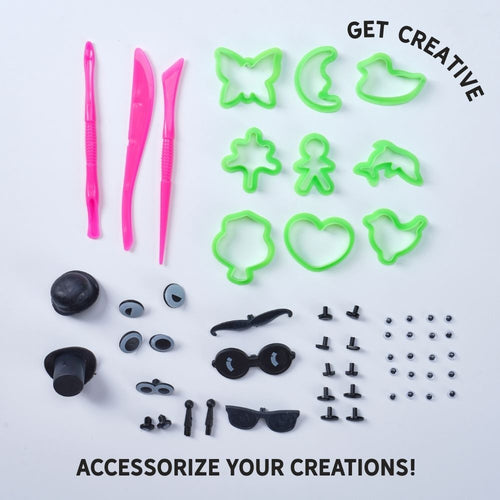 Set of fun shaped clay cutters and accessories 