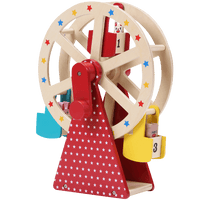 Wooden ferris wheel toy with animal riders