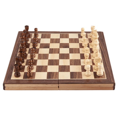 Chess board open with pieces in start position