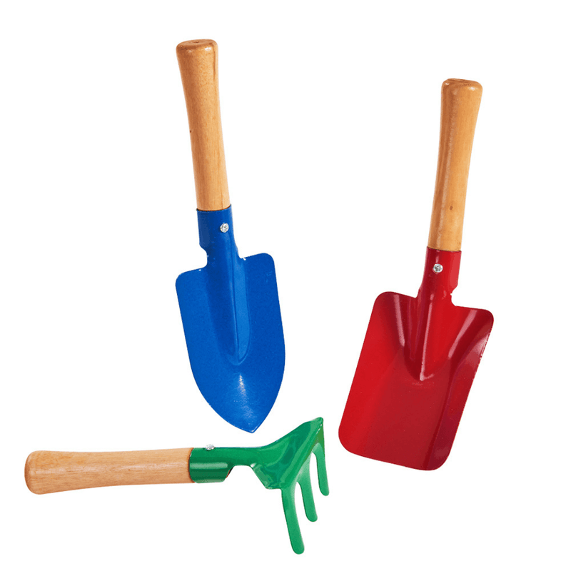 Kids-gardening-3-piece-tool-set---Spade_-Trowel-and-rake