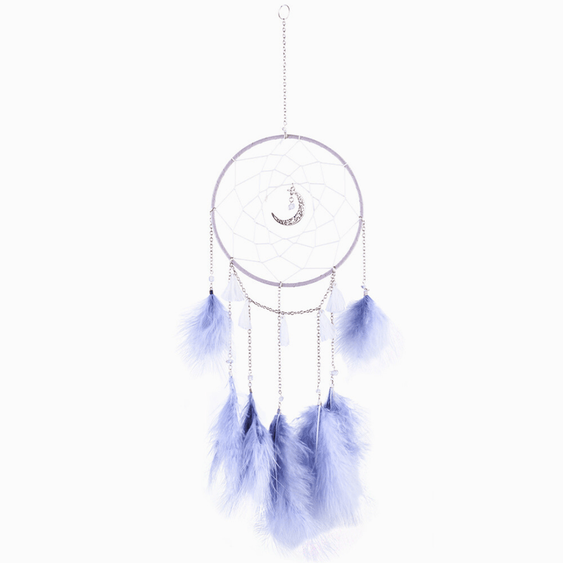 Grey dream catcher with feathers and moon