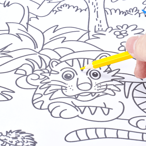 Yellow pencil colouring tiger 