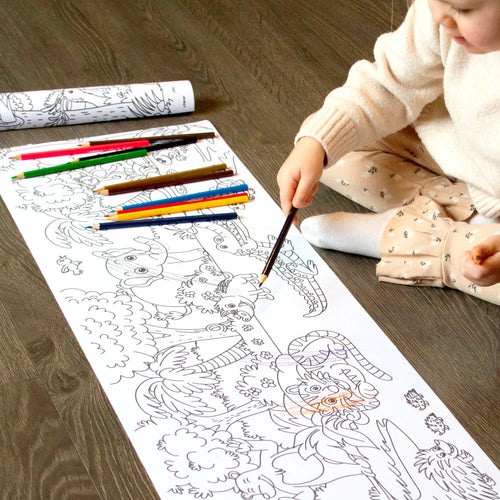 Girl colouring animal roll 