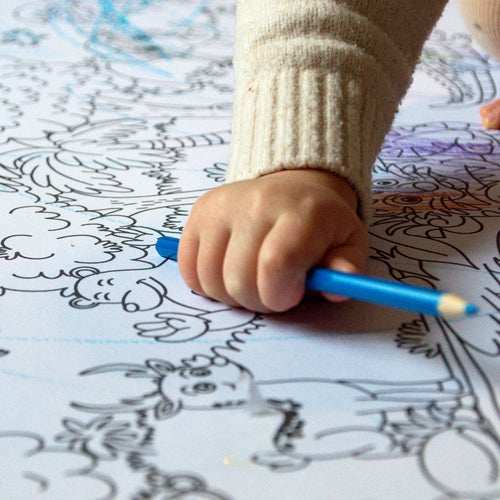 Girl colouring animal roll 