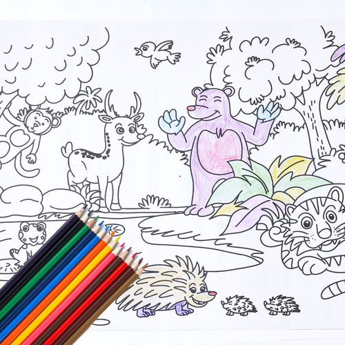 Jungle artist colouring roll with pencils 