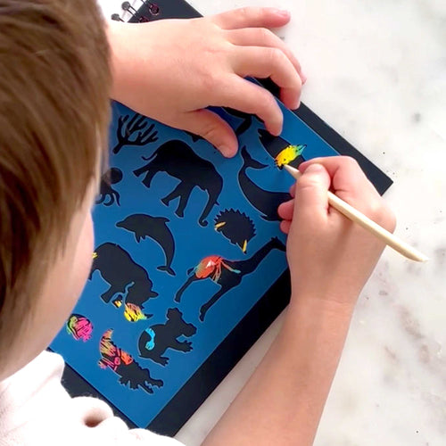 Rainbow Scratch Art Pad Bundle With Stencils 