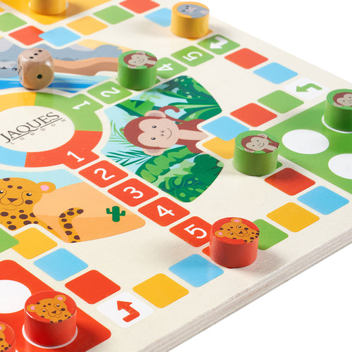  Zoomed in image of the Ludo counters on the wooden board
