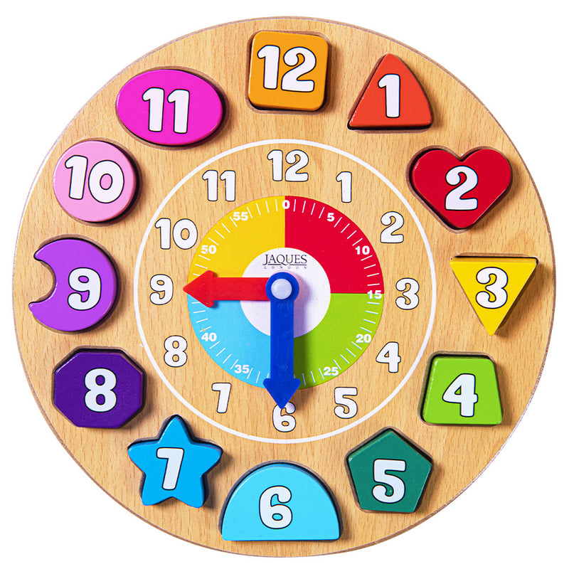 Wooden shape sorting clock