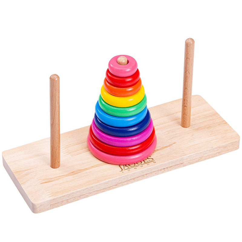 Wooden stacking tower of hanoi