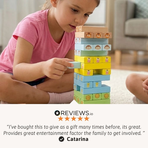 Child playing with colorful building blocks in a living room setting