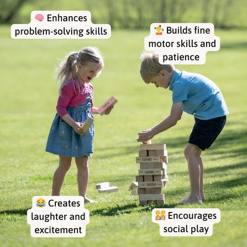 Two children playing on a grassy field 