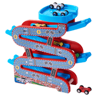 Wooden Toy Car Park - with 6 bright coloured cars