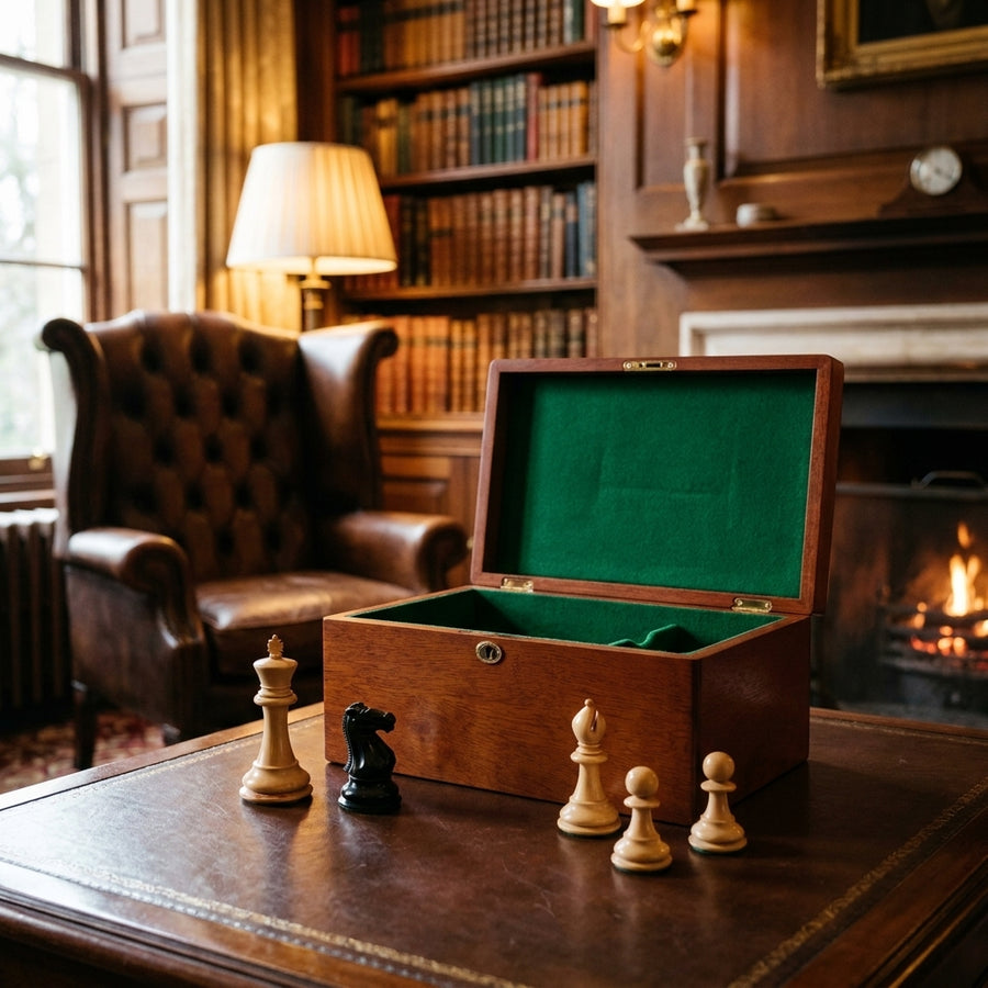 1849 4" Edition Chess Pieces in Mahogany Casket