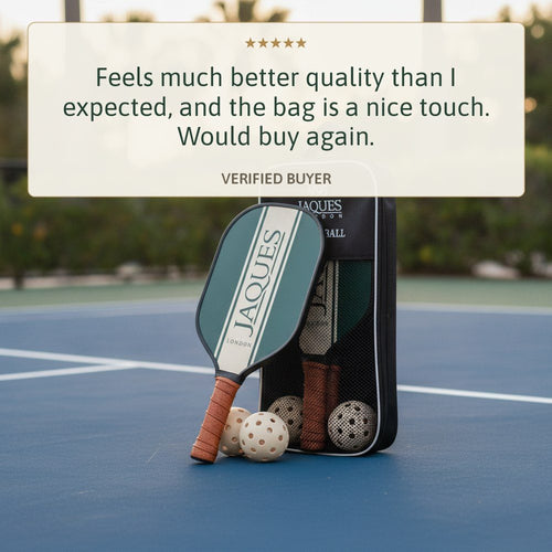 Five star review of the Jaques pickleball set, much better quality than expected, verified buyer 