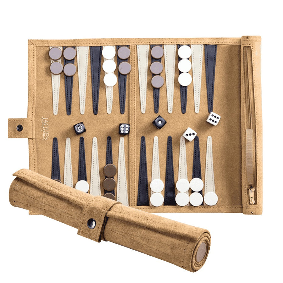 Travel Backgammon Set - Roll-up Leather Backgammon Board 1