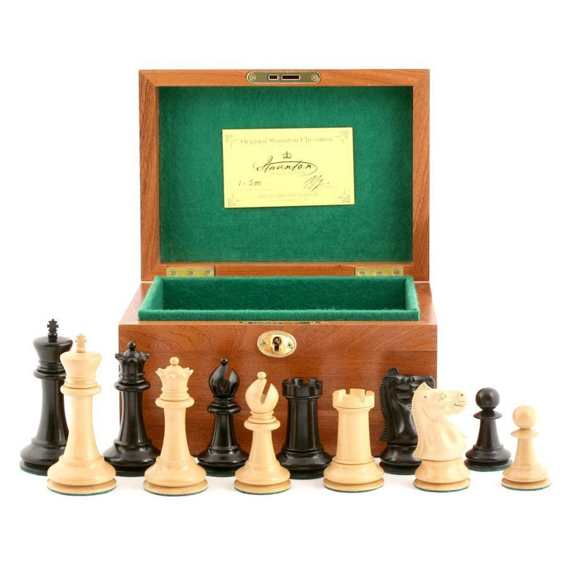 Chess Set - 1869 4 inch Boxwood and Ebony in a Mahogany Box