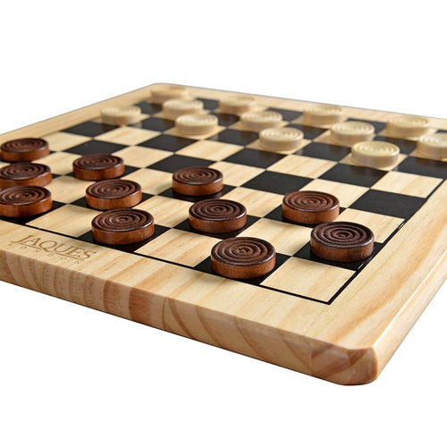  Close up of chess and draughts wooden flat board game  