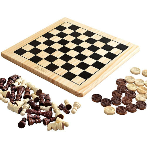  Chess and draughts wooden flat board