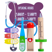 Children's pretend doctors set- great for imaginative play includes syringe, thermometer, cream, stethoscope and appointment card
