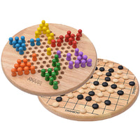Reversible image shows each side of board, Chinese checkers and then go bang [lifestyle]