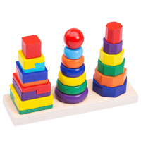 Wooden colour stacker with 3 stacks to sort
