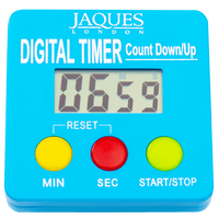 Digital timer front view, digital clock face, reset buttons - min, sec and start stop