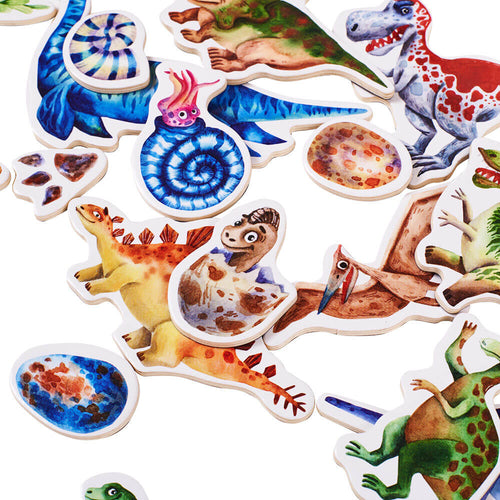  Colourful, wooden dinosaur magnets