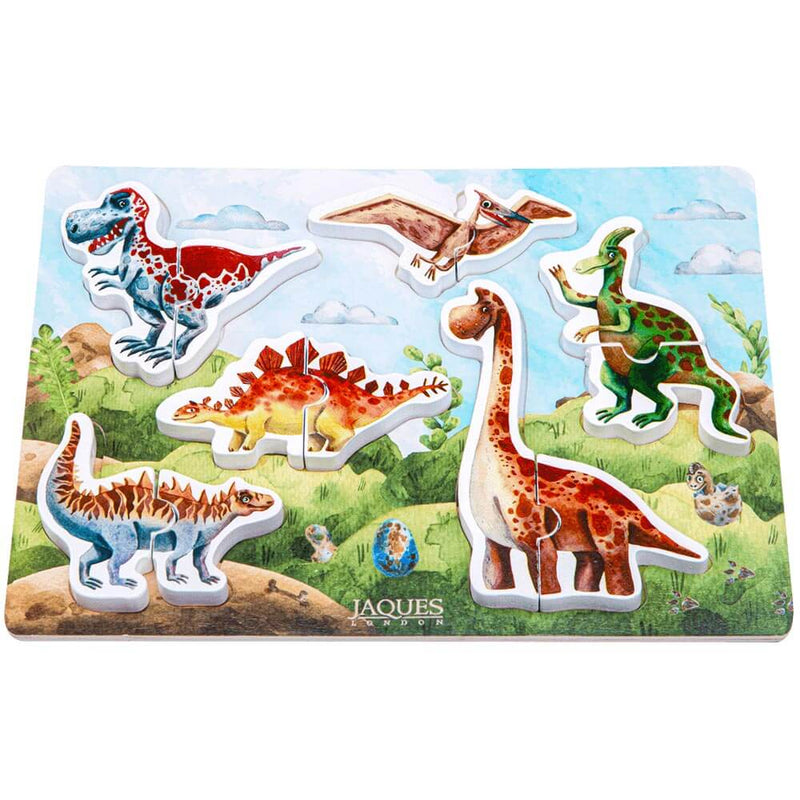 Dinosaur puzzle in jigsaw board