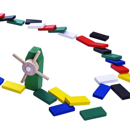 Colourful rally dominoes knocked down 