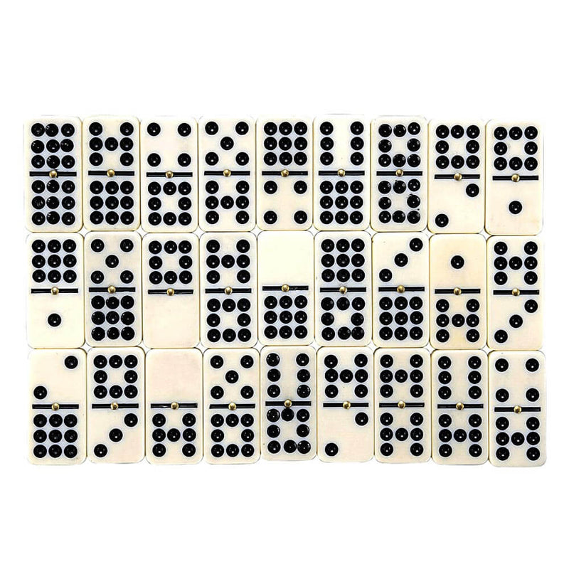Double dominoes six - a complete set laid out and photographed from above [lifestyle]