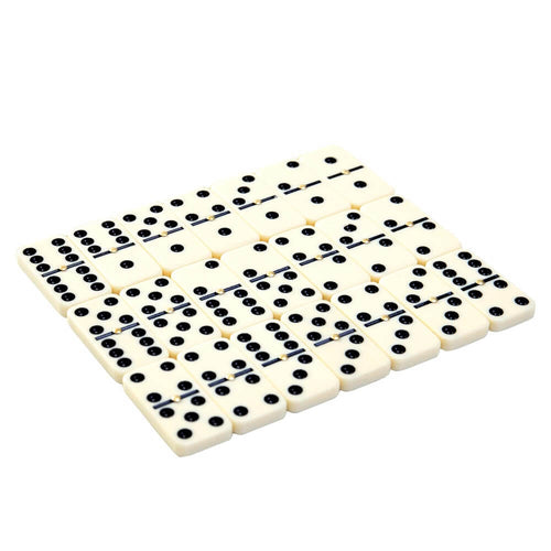 Double dominoes Six family game- 3 rows of dominoes, 7 in a row laying side by side