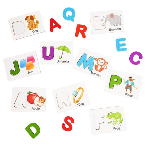 Wooden early years alphabet letters with flashcards