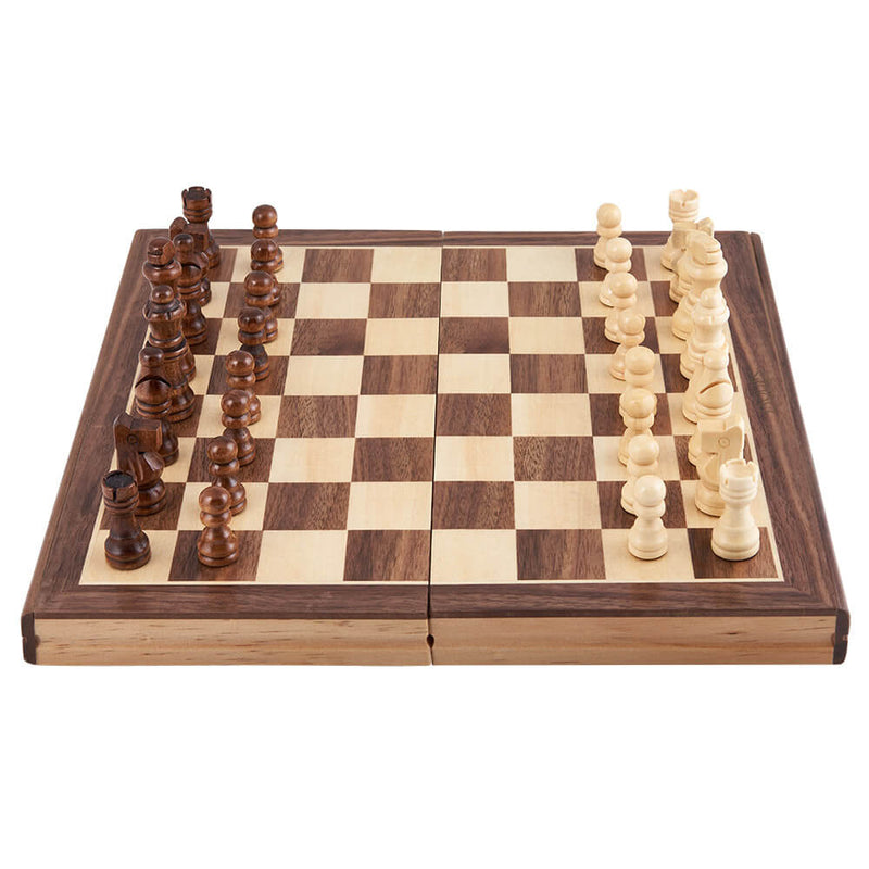 Chess board open with pieces in start position