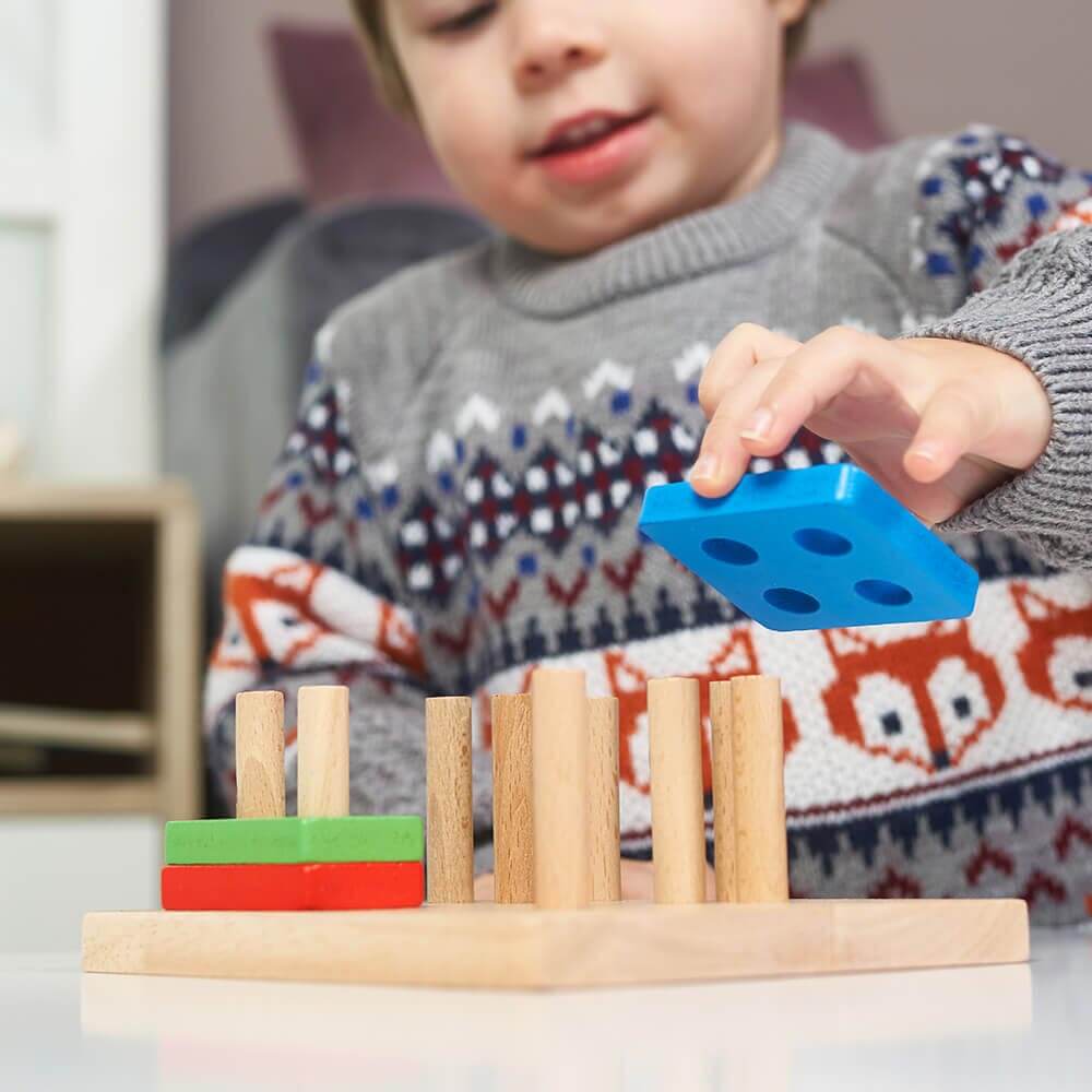 Wooden Puzzle Board | Geometric Stacking Toy – Jaques of London