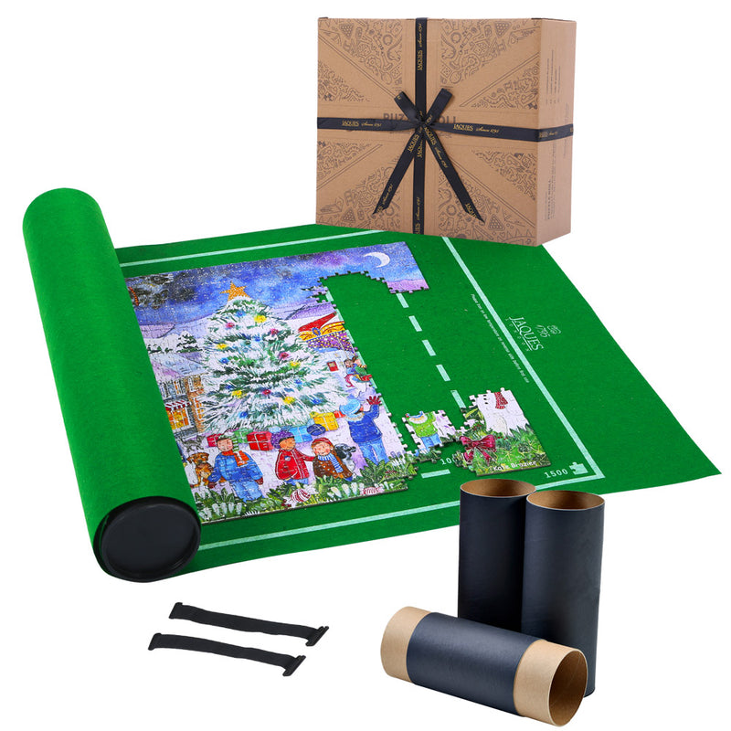 Green baize 1500 piece roll up puzzle mat with  cardboard tube_89500
