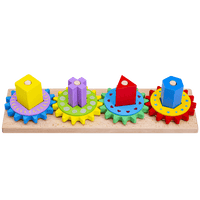 Wooden shape building toy in bright colours