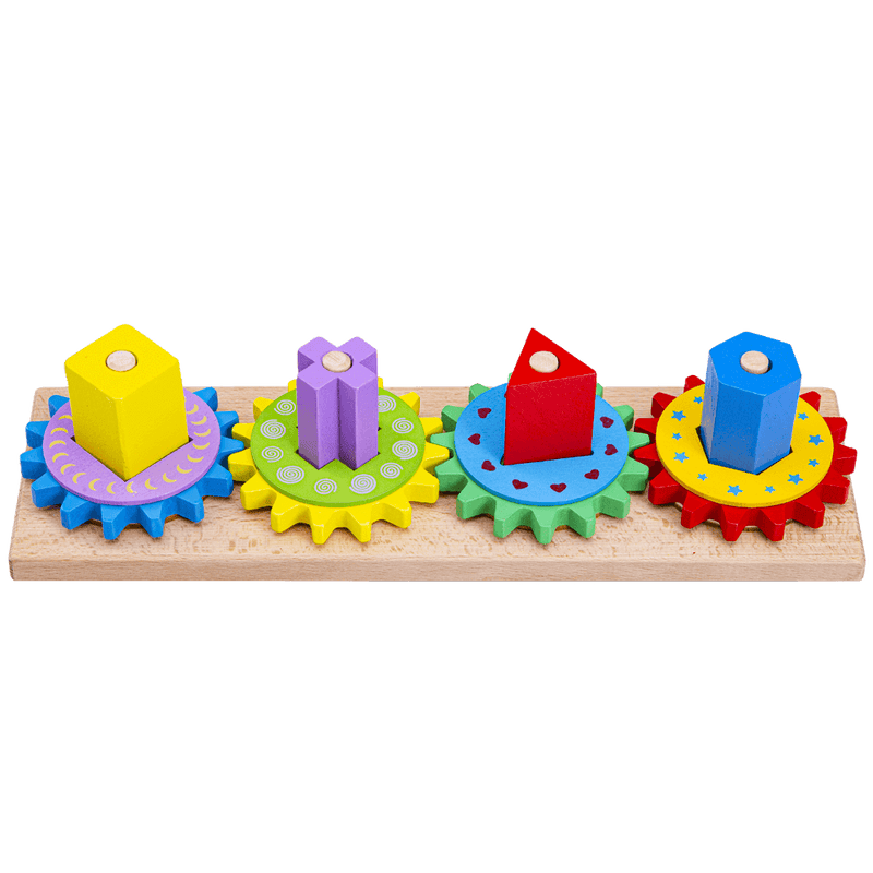 Wooden shape building toy in bright colours