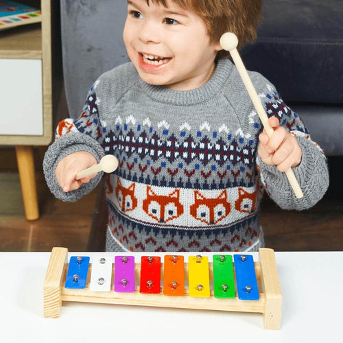  Kids musical instrument xylophone - boy playing 