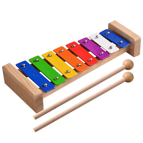 Kids colourful metal notes xylophone in bright colours with 2 wooden battens