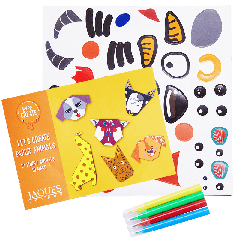 Let's create  paper animals sheet with pictures of animals along side stickers of animal features and pens