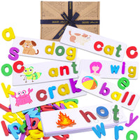 Kids' Spelling Game - Wooden Letters & Word Cards