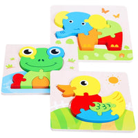 Set of 3 early years jigsaw puzzles of a frog, duck and elephant