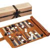 Travel Backgammon Set - Roll-up Leather Backgammon Board