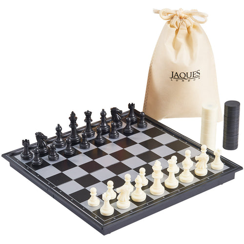 Magnetic Chess and Draughts Set with canvas bag